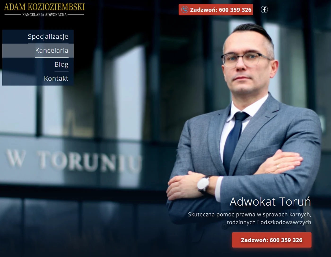 Widok strony realizacji - adwokat Toruń